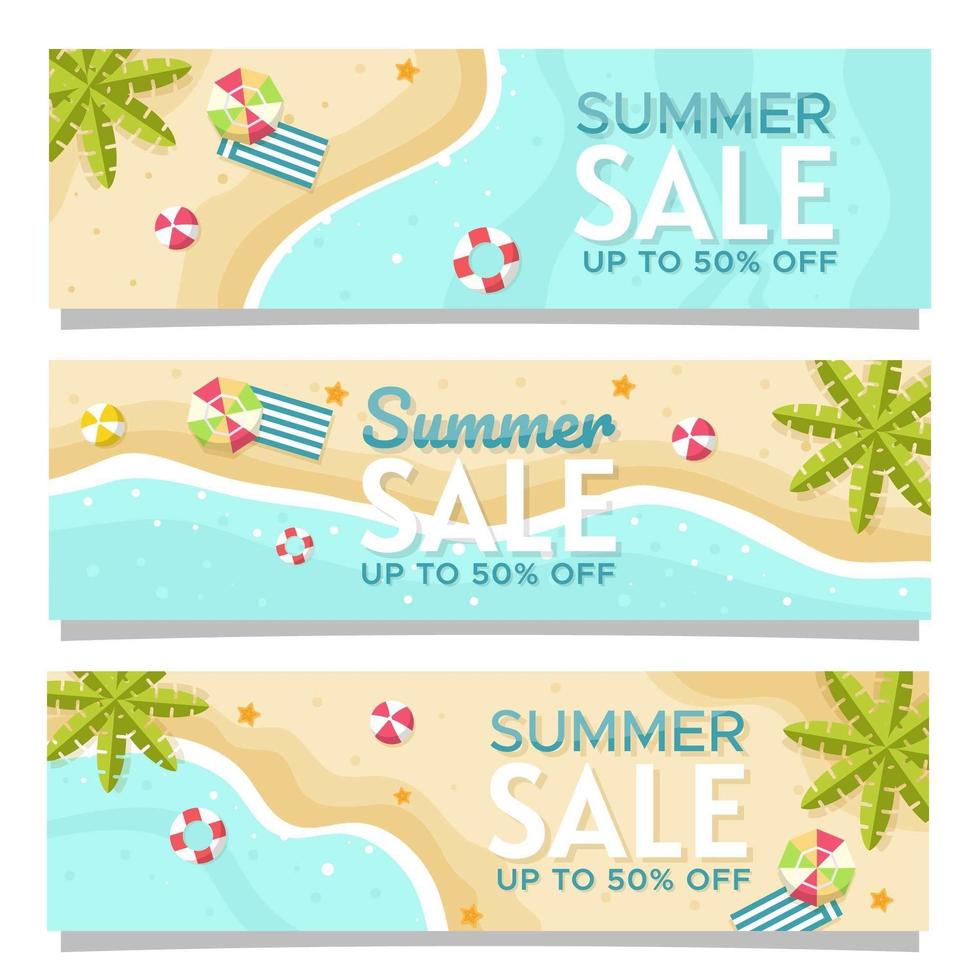 conjunto de banner de venta de verano vector