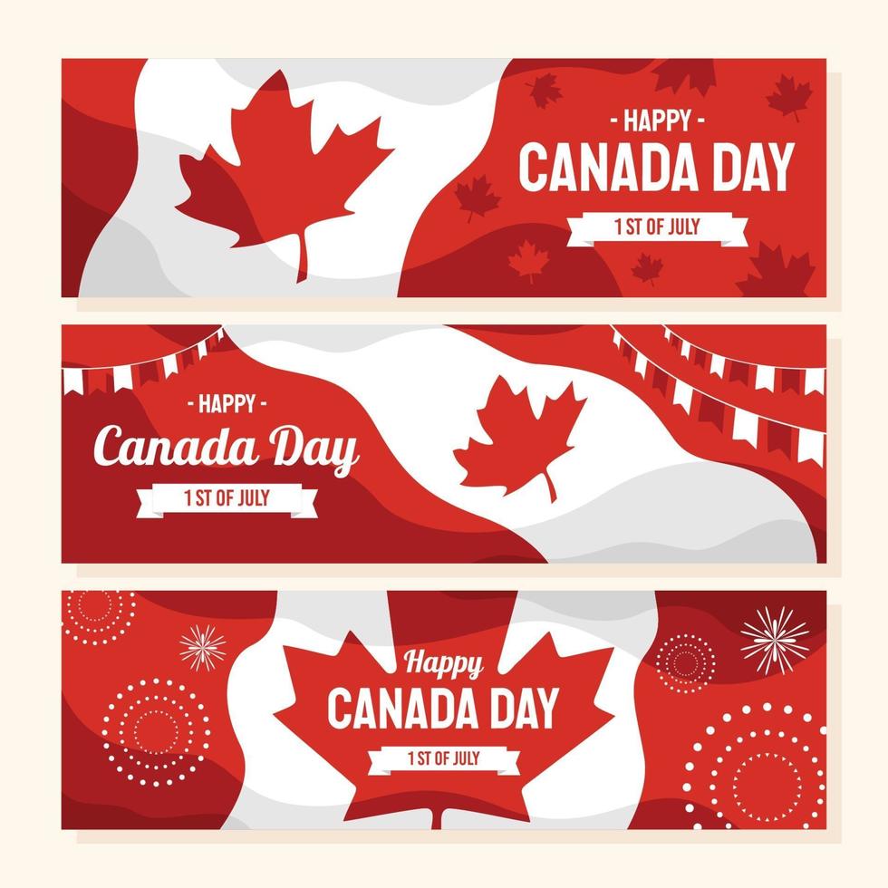 Happy Canada Day Banner Set vector