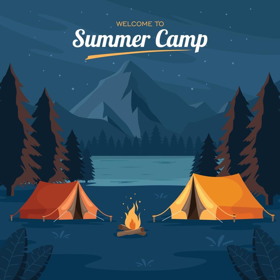 bienvenido al fondo del campamento de verano vector