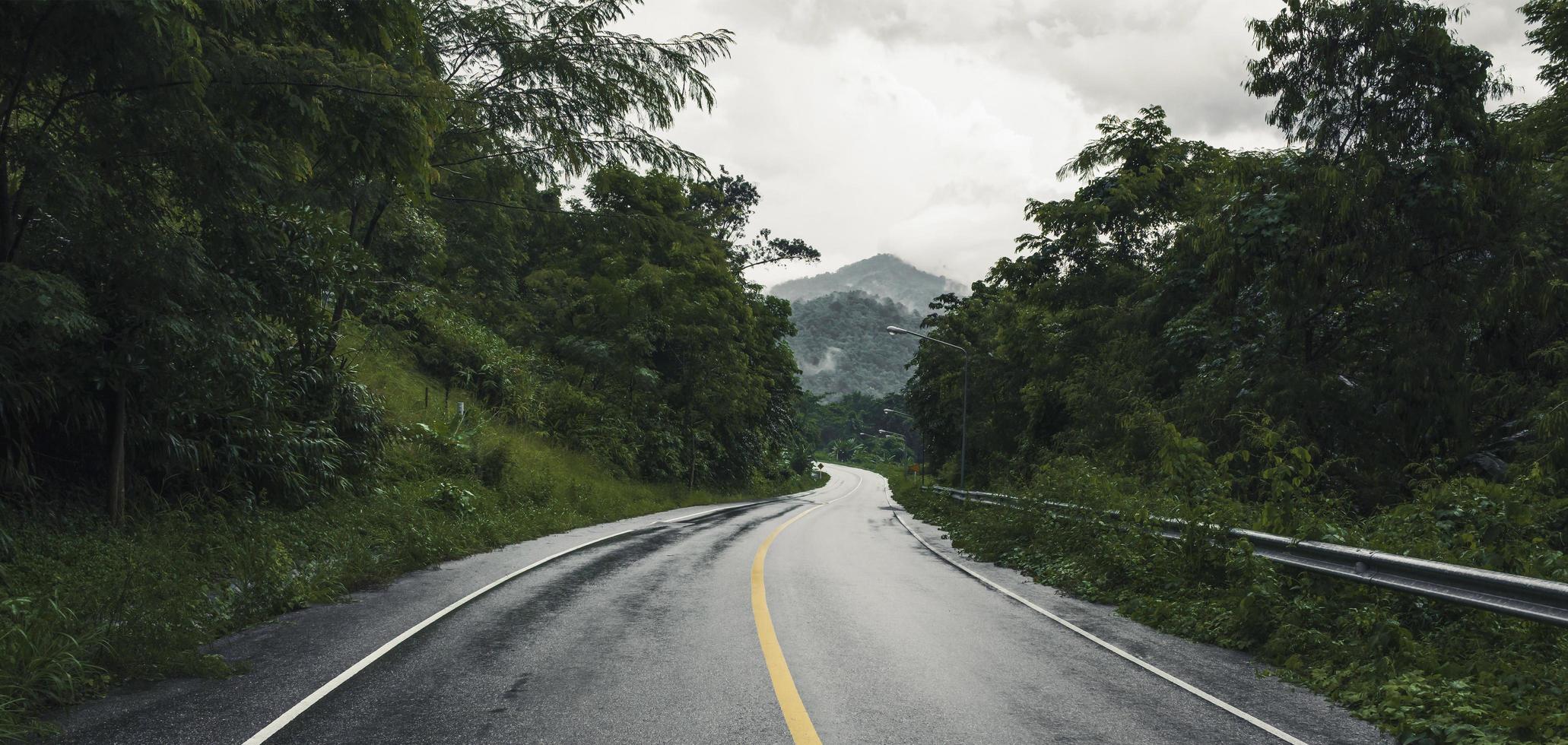 wet road on the hill photo