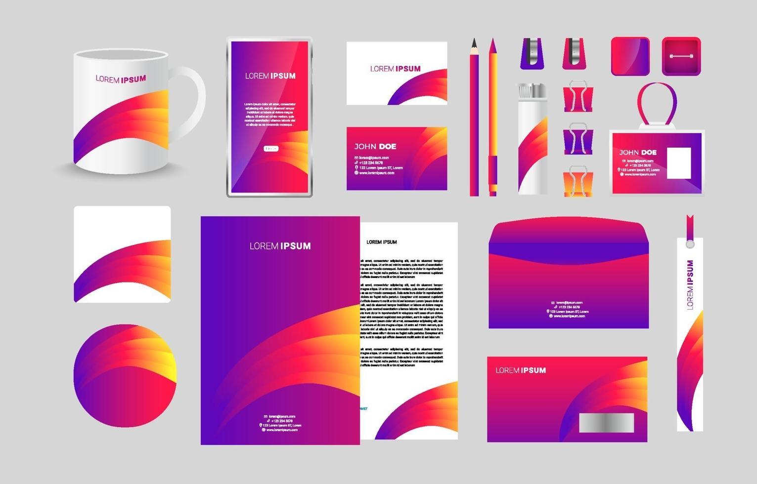 Abstract Colorful Business Stationary Kit vector