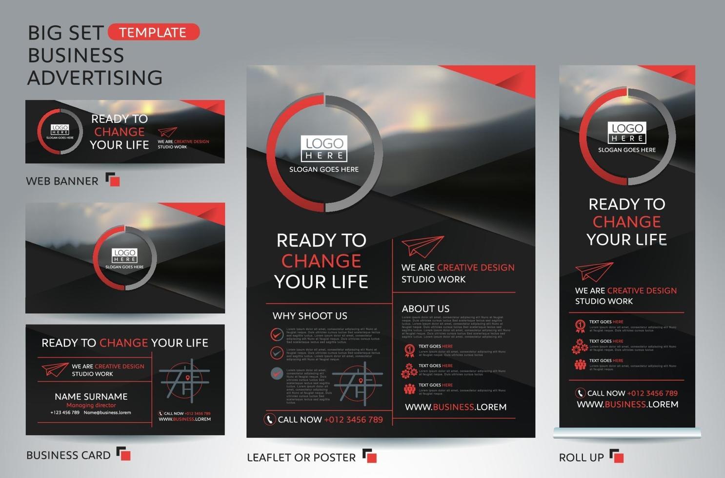 big set template for business advertising. Brochure, leaflet template. Cover book presentation portfolio. vector