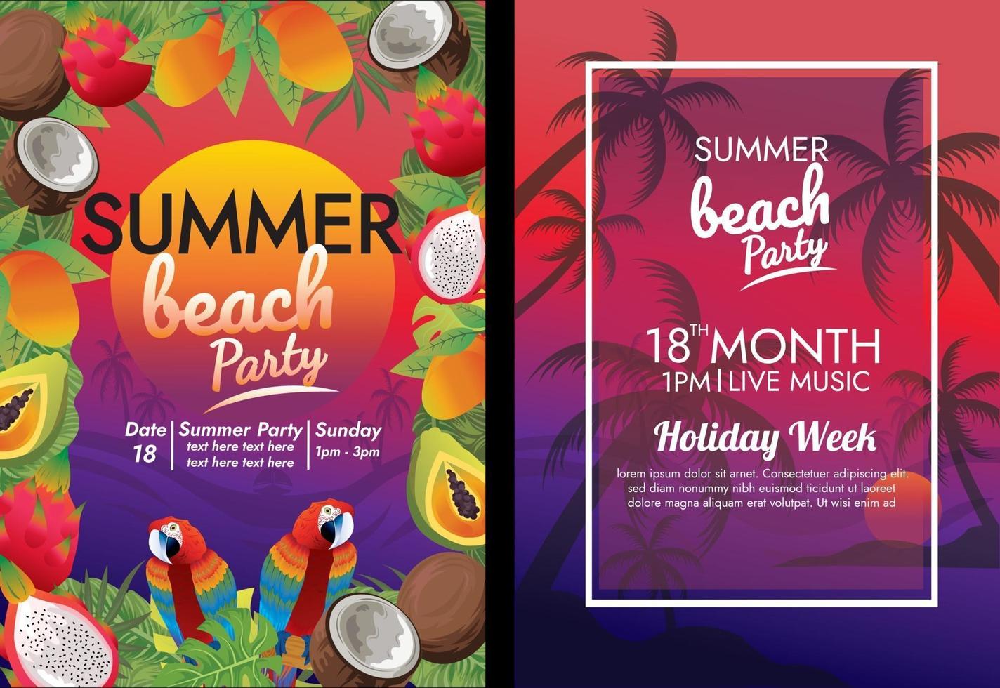 holiday sunset beach party poster vector