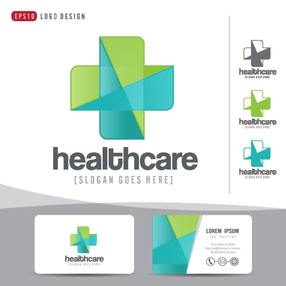 logo design medical healthcare or hospital and business card template, clean and modern pattern vector