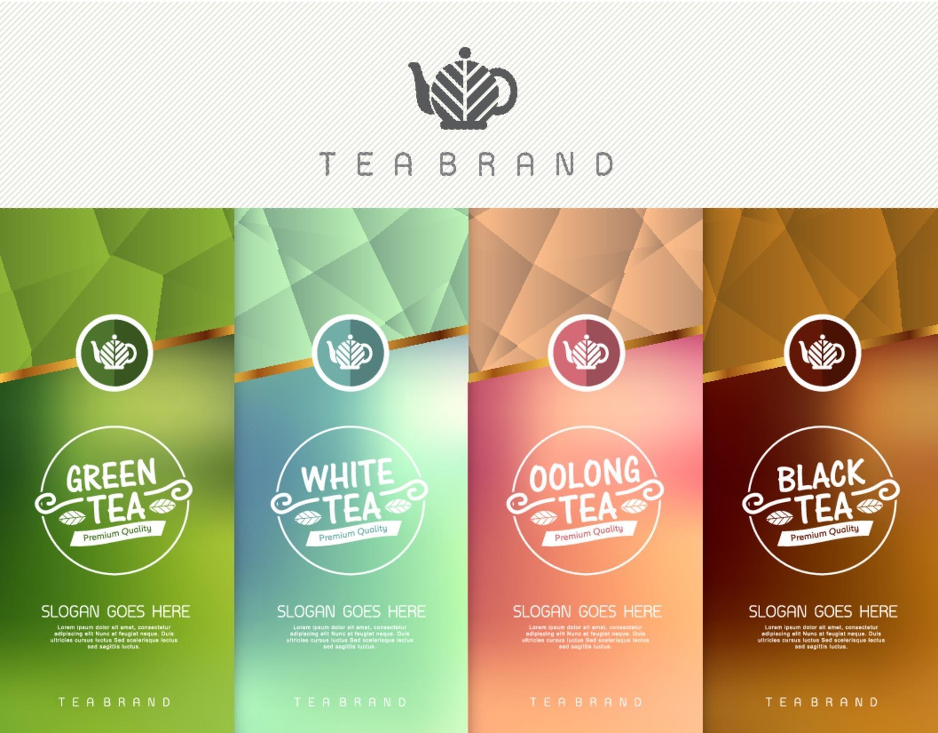 Vector set of templates packaging tea, logo, label, banner, poster