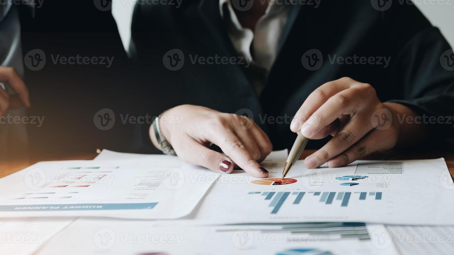 Close up Business people meeting to discuss the situation on the market. Business Financial Concept photo