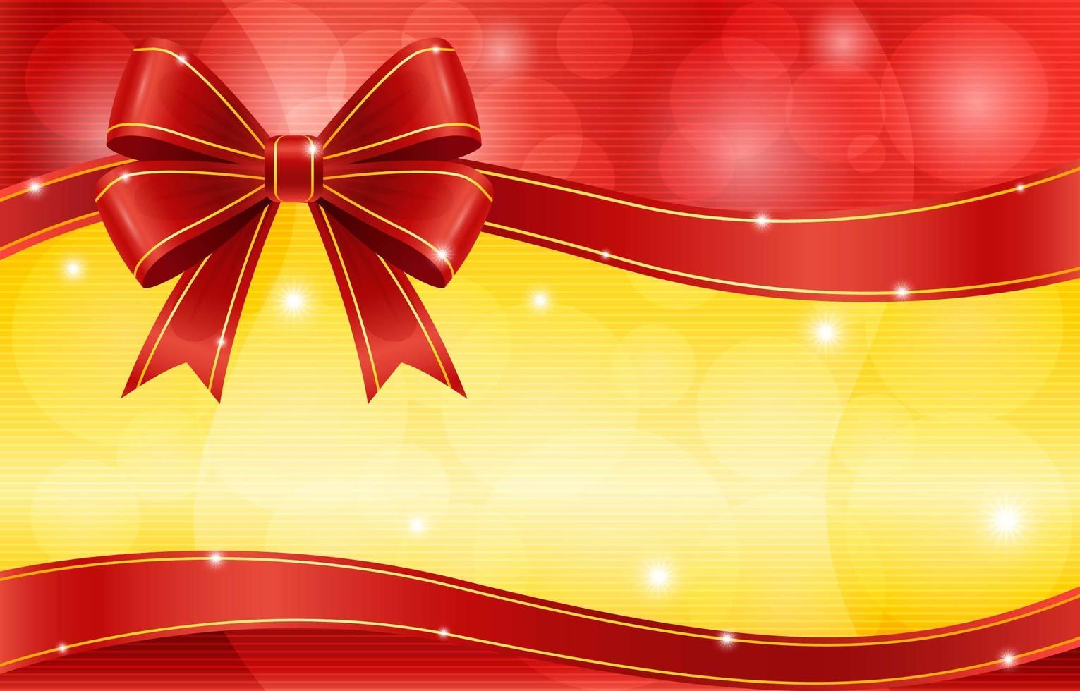 Red Ribbon Bow with Glowing Gold and Red Background vector