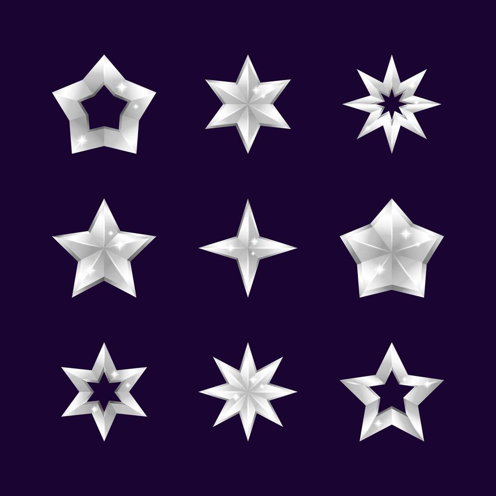 colección de iconos de estrella de plata vector