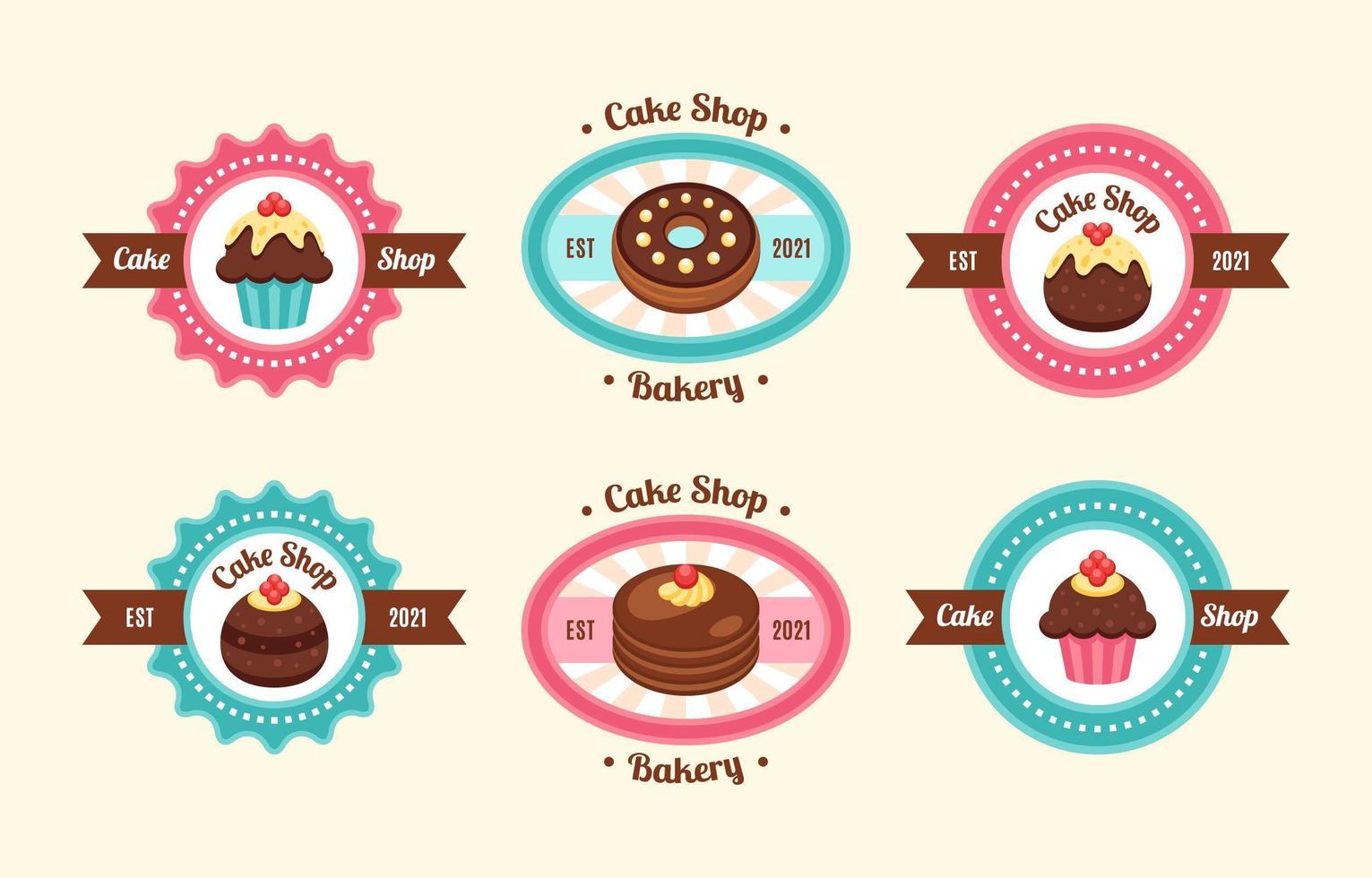 colección de logos de pasteles coloridos vector