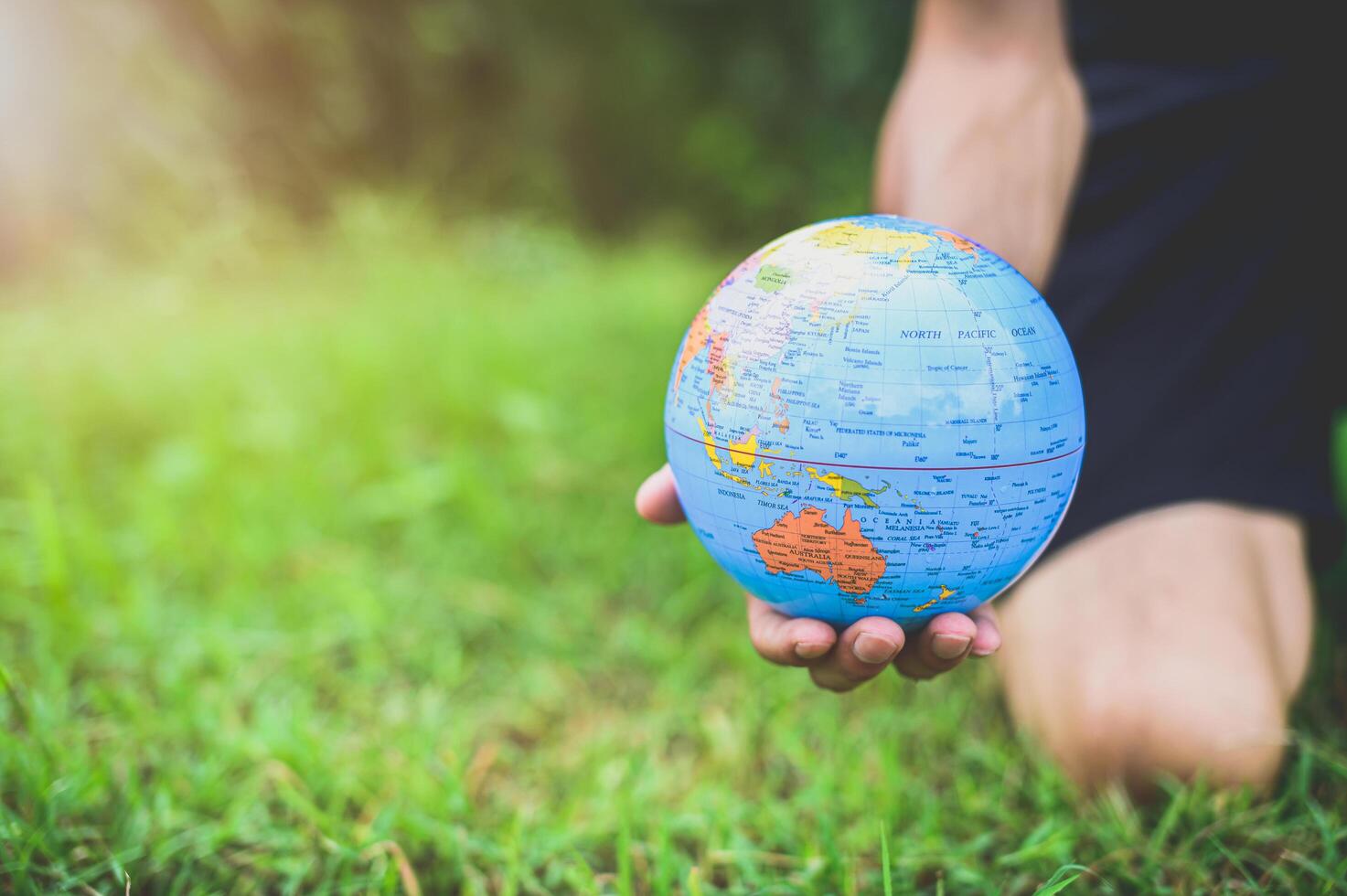 World Environment Day .Love the world .Hand holding a globe photo