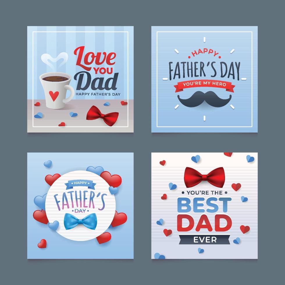 Set of Greeting Card For Fathers Day vector