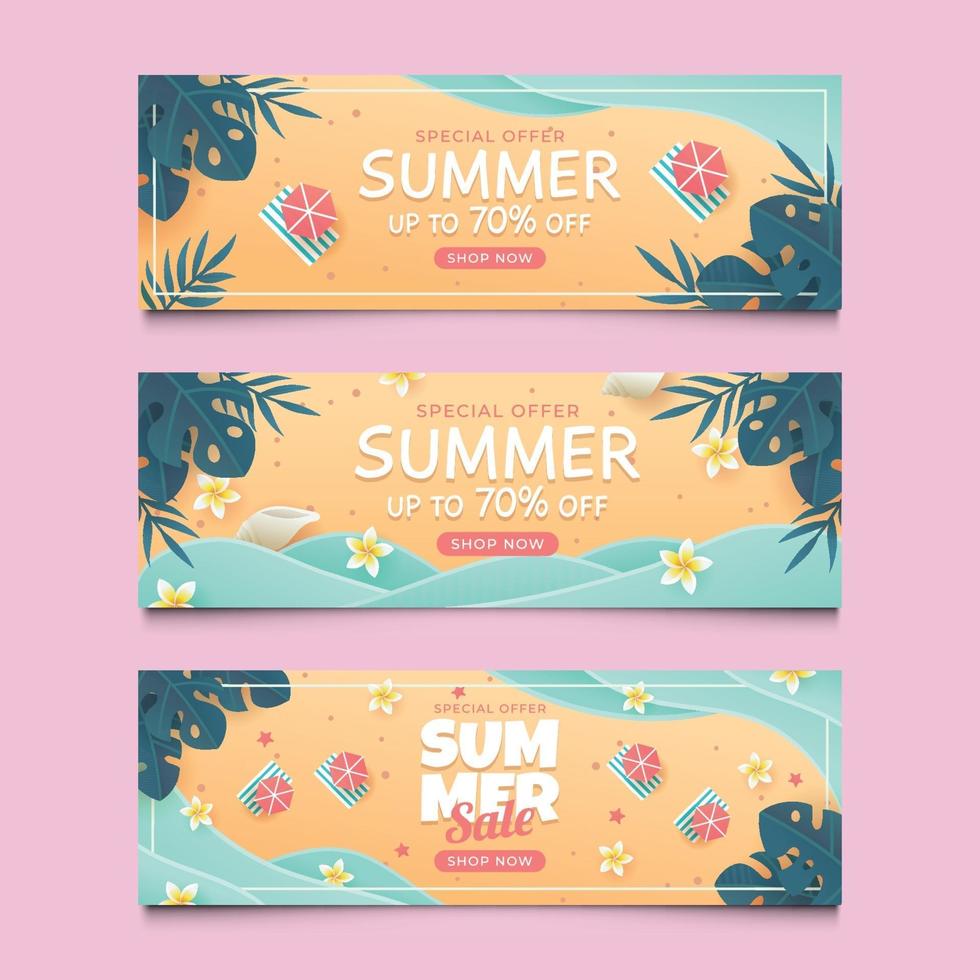 Set of Top View Beach Banner vector