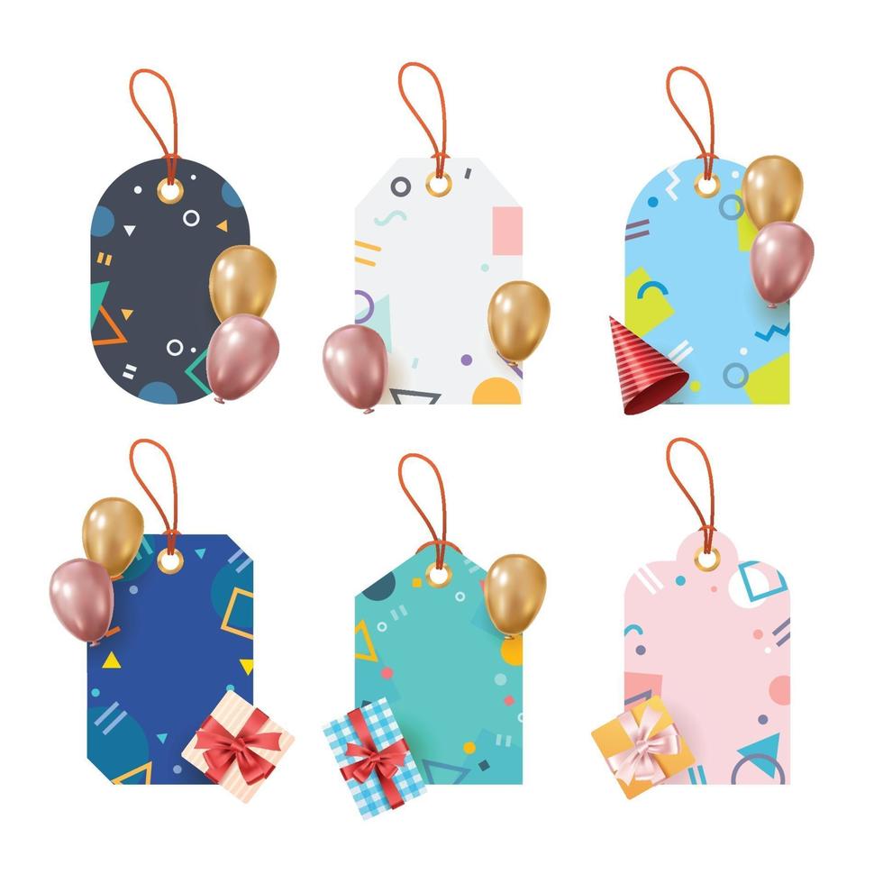 Set of Birthday Gift Tag Template vector