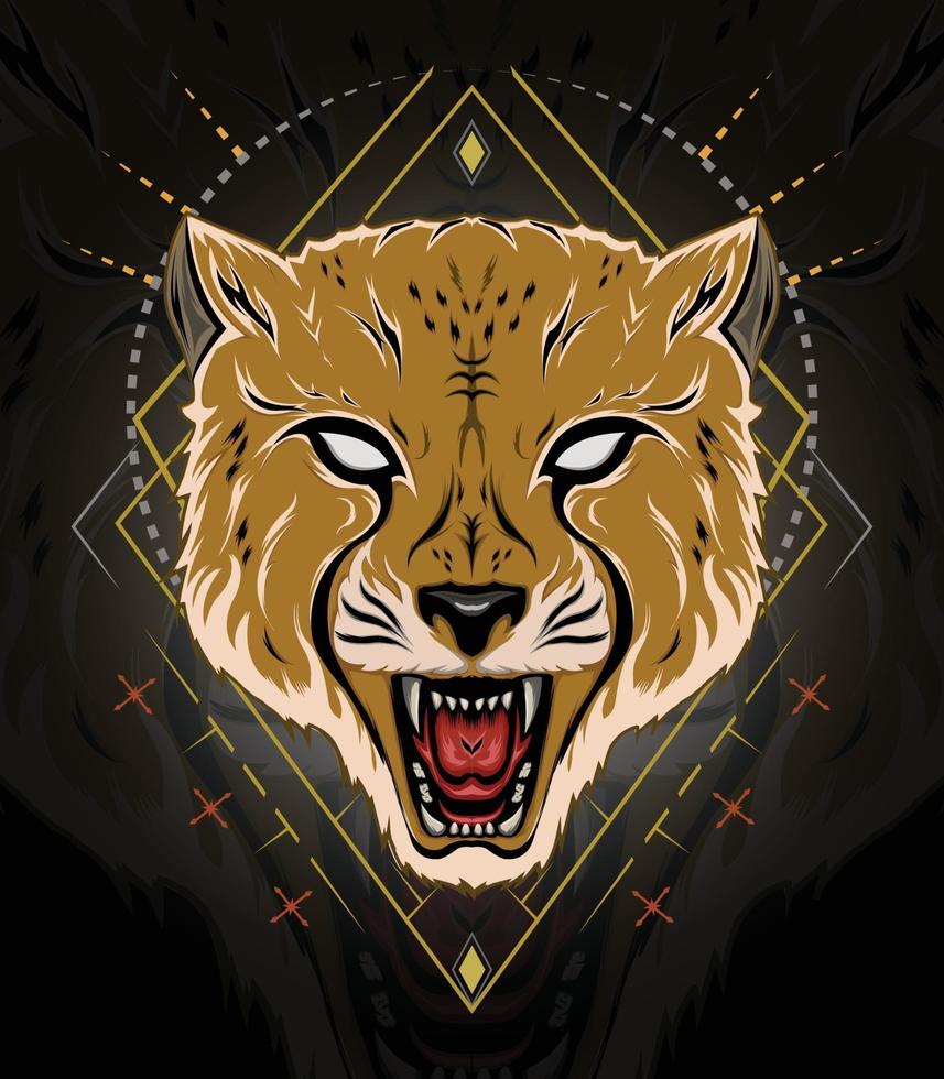 logo cheetah illustration. vector cheetah with roaring face