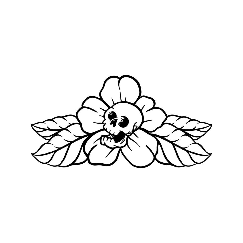 Diseño de ilustración de vector de flor de cráneo