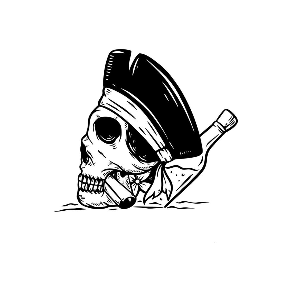 Diseño de ilustración de vector de cráneo pirata