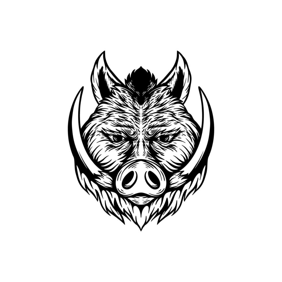 wild boar head retro vintage illustration vector