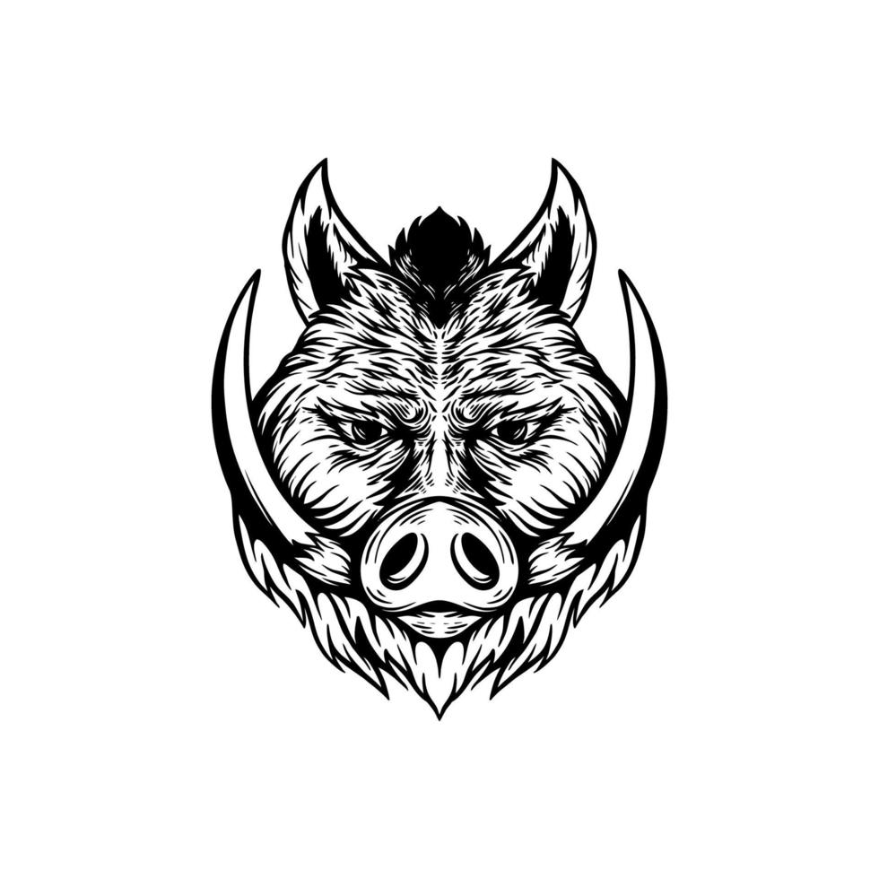 wild boar head retro vintage illustration vector