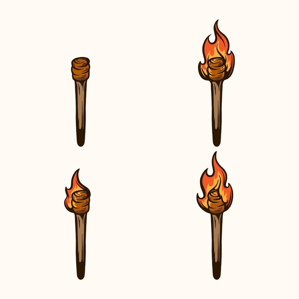 torch hand drawn retro vintage illustration vector