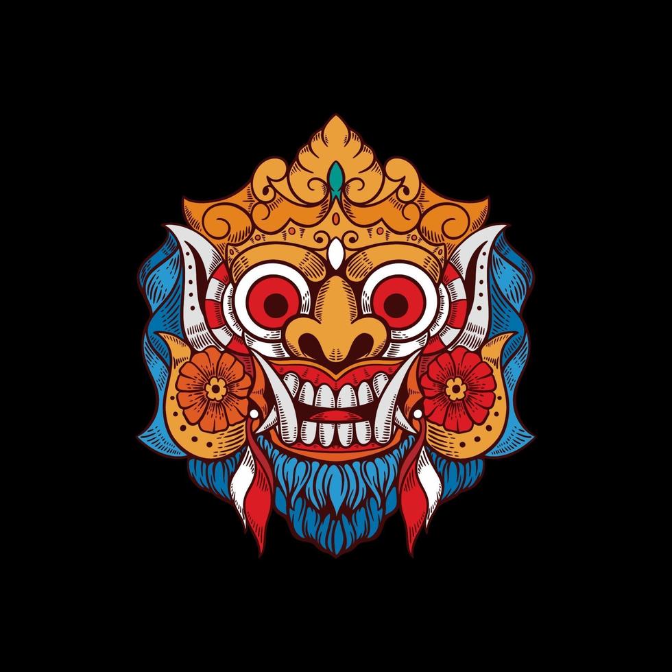 demon mask bali indonesia tshirt design illustration vector