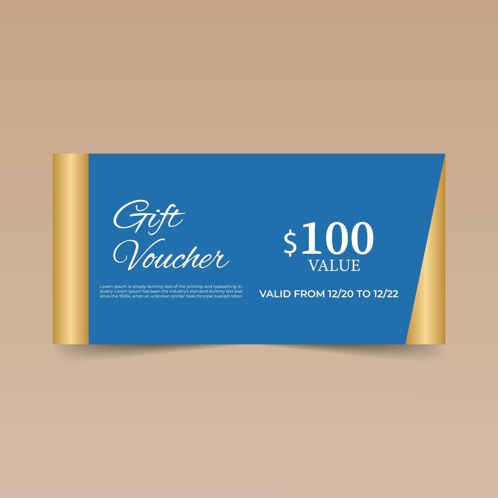 Blue  Gift Voucher Design Template vector