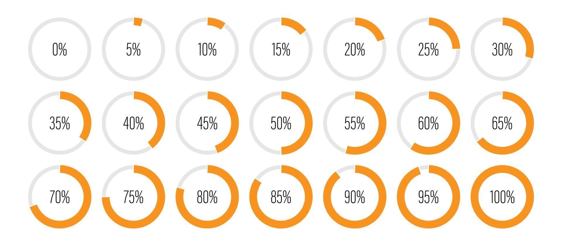 Set of circle percentage diagrams vector