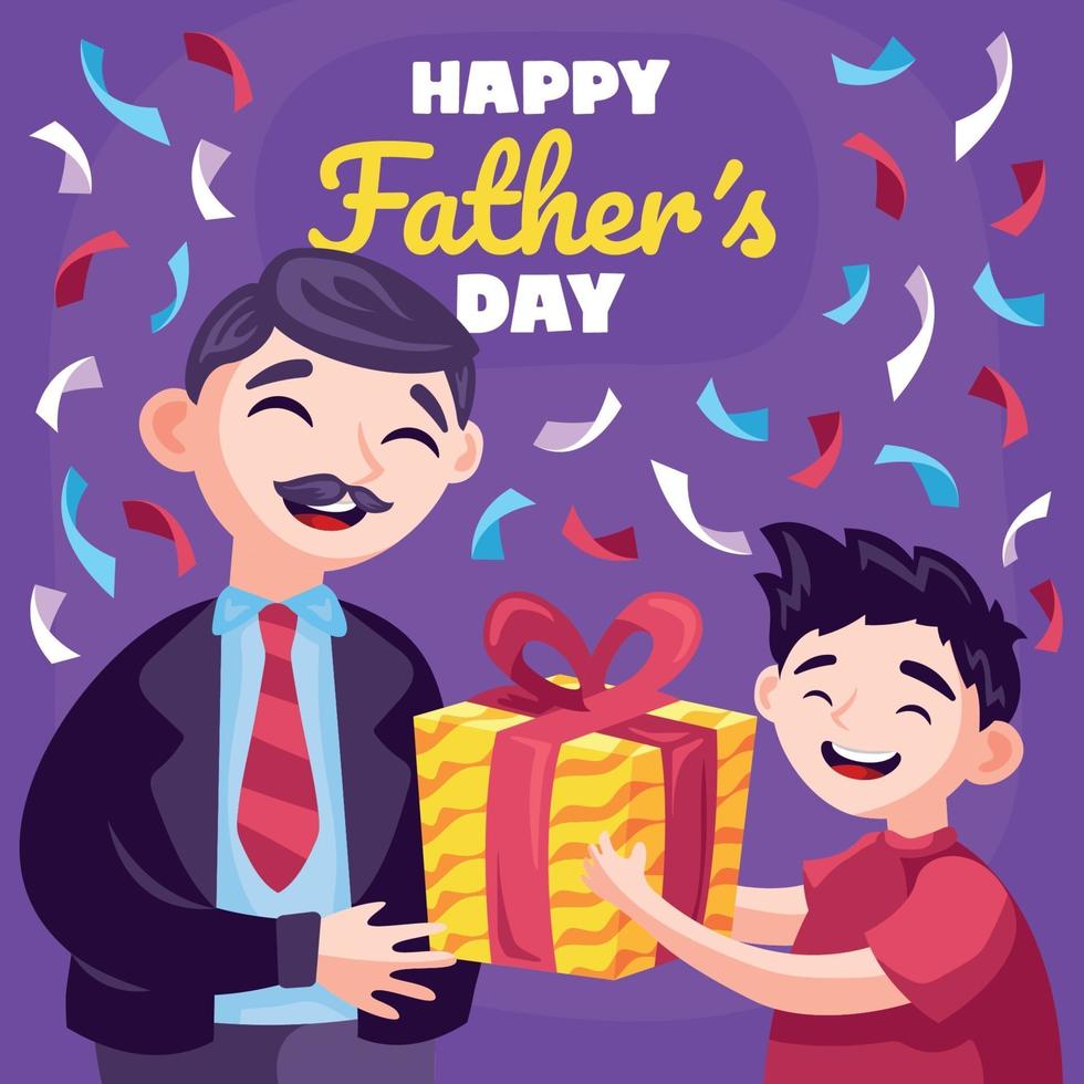 Boy Making a Gift on Fathers Day vector