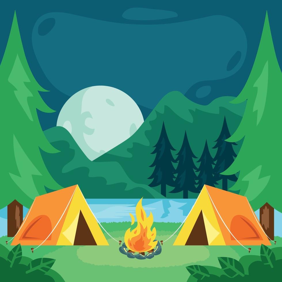 fondo de paisaje de campamento de verano vector