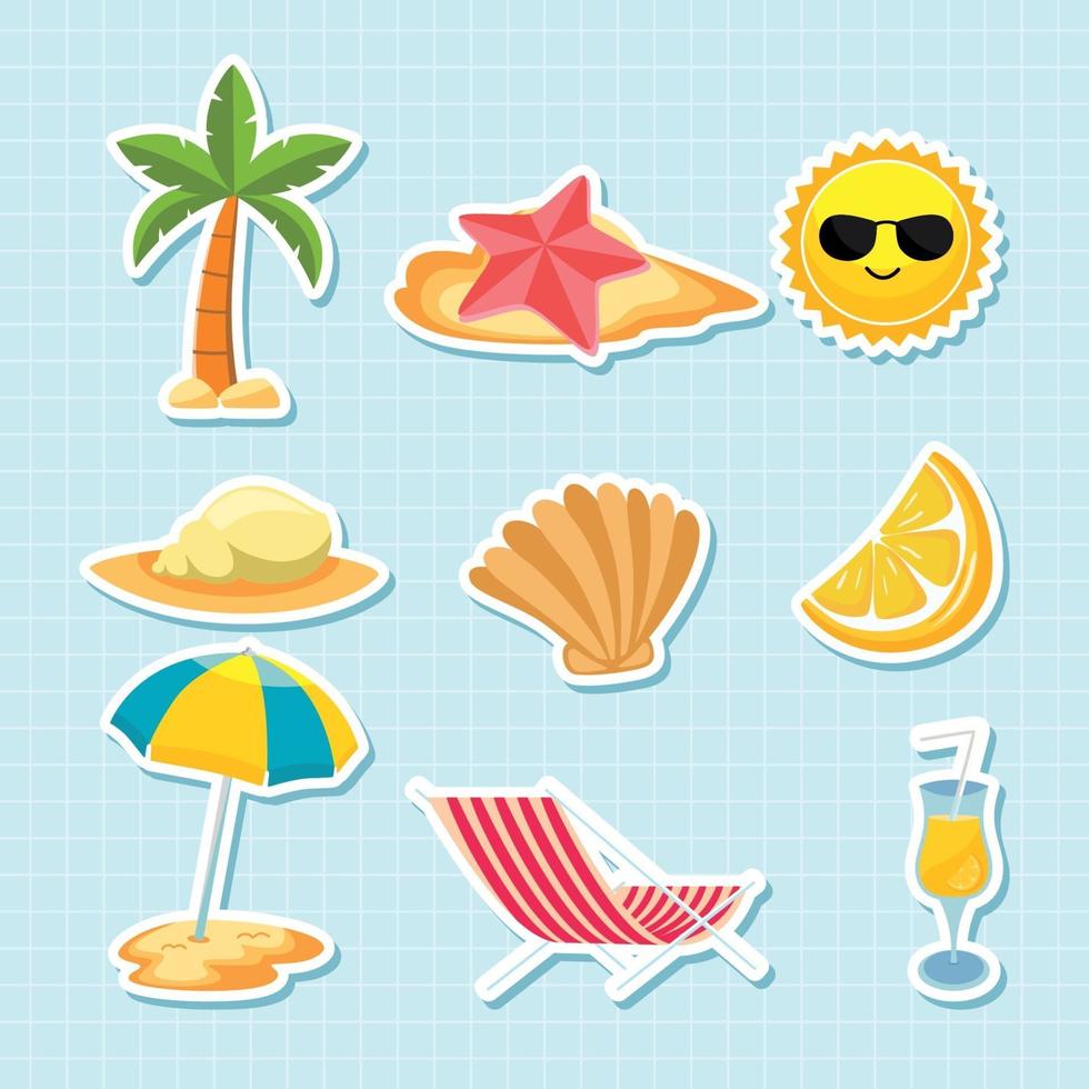 Set of Summer Sticker vector