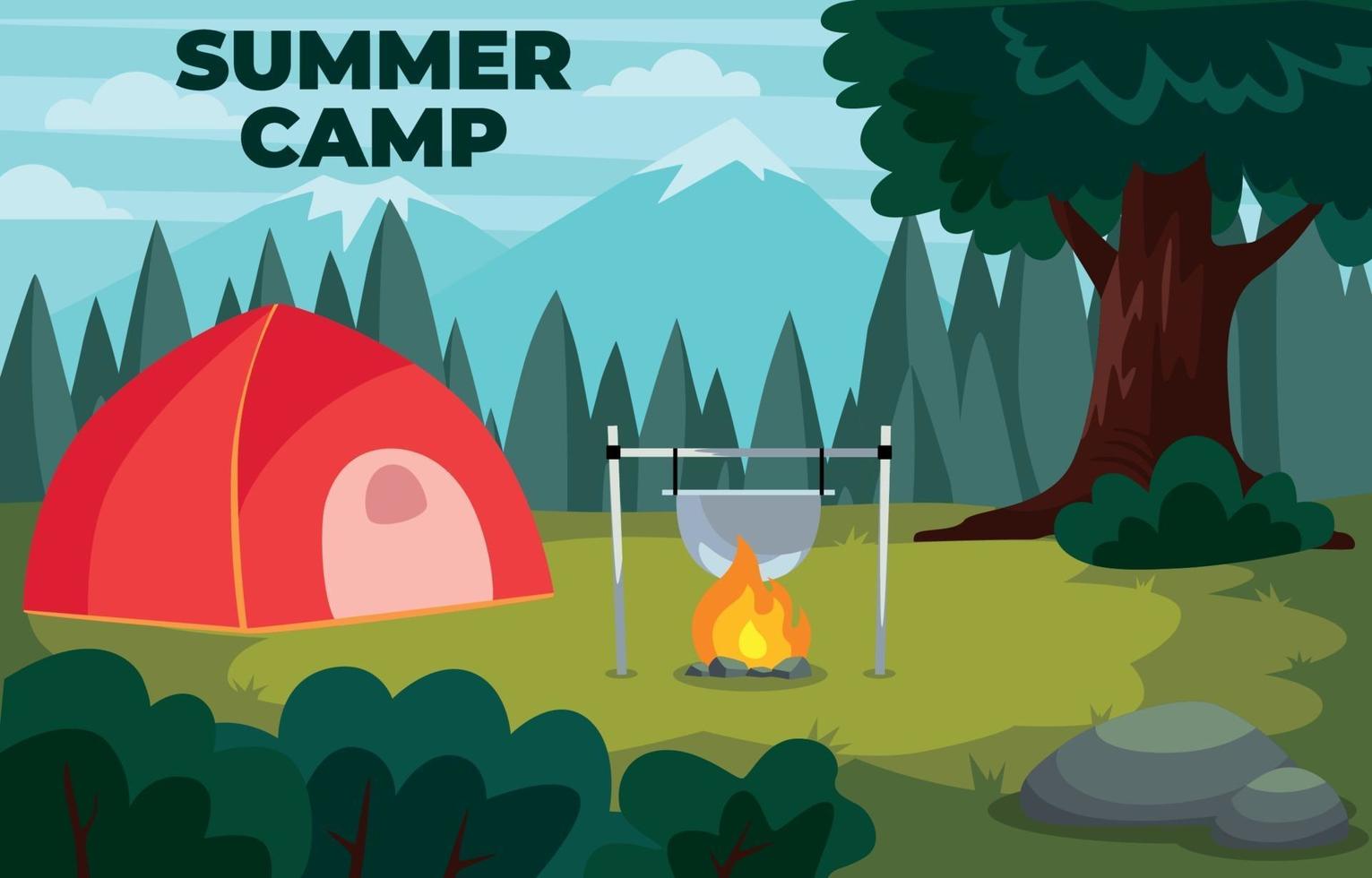 concepto de actividad de campamento de verano vector