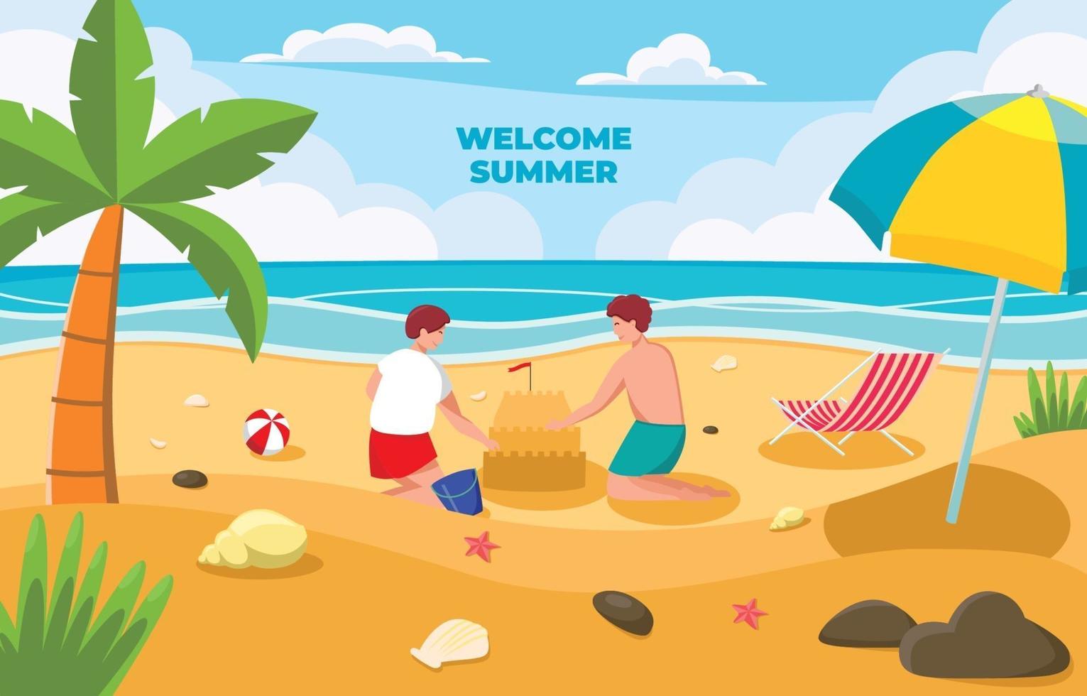 Summer Activity at the Beach vector