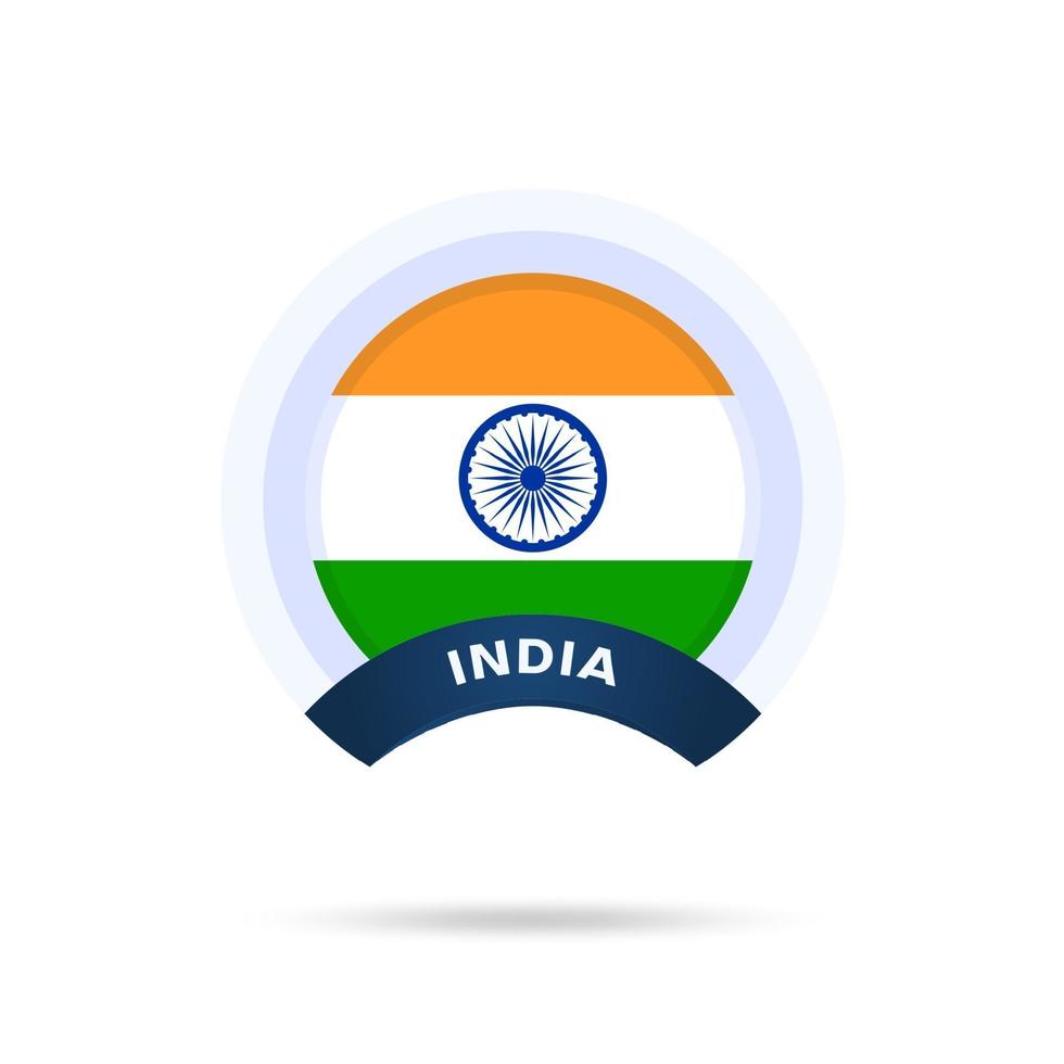 icono de botón de círculo de la bandera nacional de la India. bandera simple, colores oficiales y proporción correcta. ilustración vectorial plana. vector