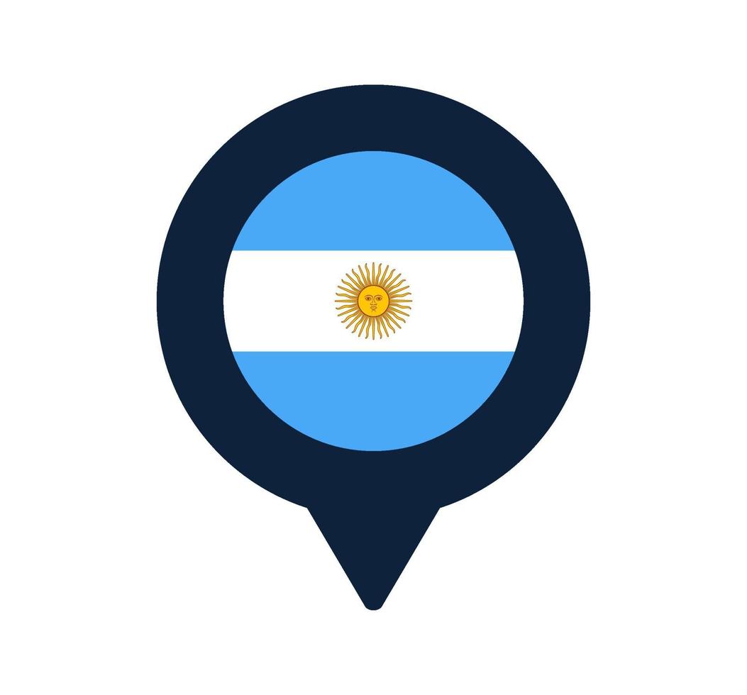 argentina flag and map pointer icon. National flag location icon vector design, gps locator pin. vector illustration