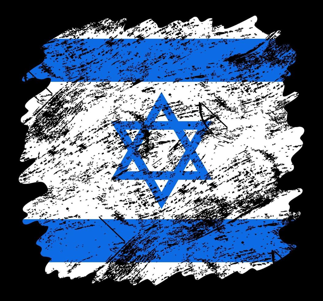 Fondo de pincel de grunge de bandera de Israel. Ilustración de vector de bandera de pincel viejo. concepto abstracto de origen nacional.