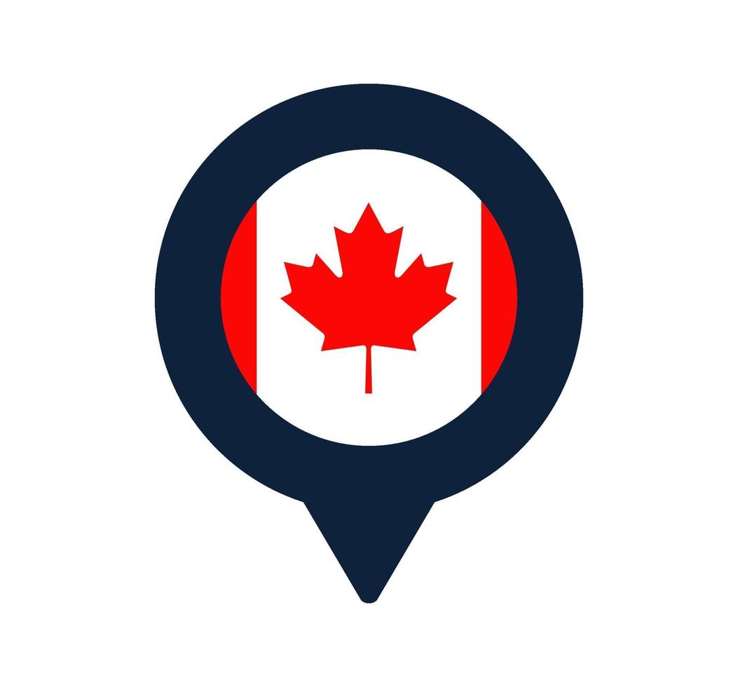 canada flag and map pointer icon. National flag location icon vector design, gps locator pin. vector illustration