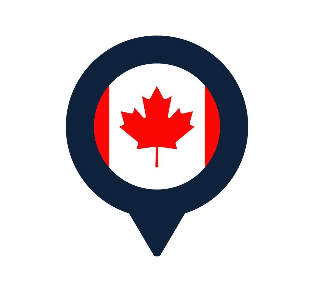 canada flag and map pointer icon. National flag location icon vector design, gps locator pin. vector illustration