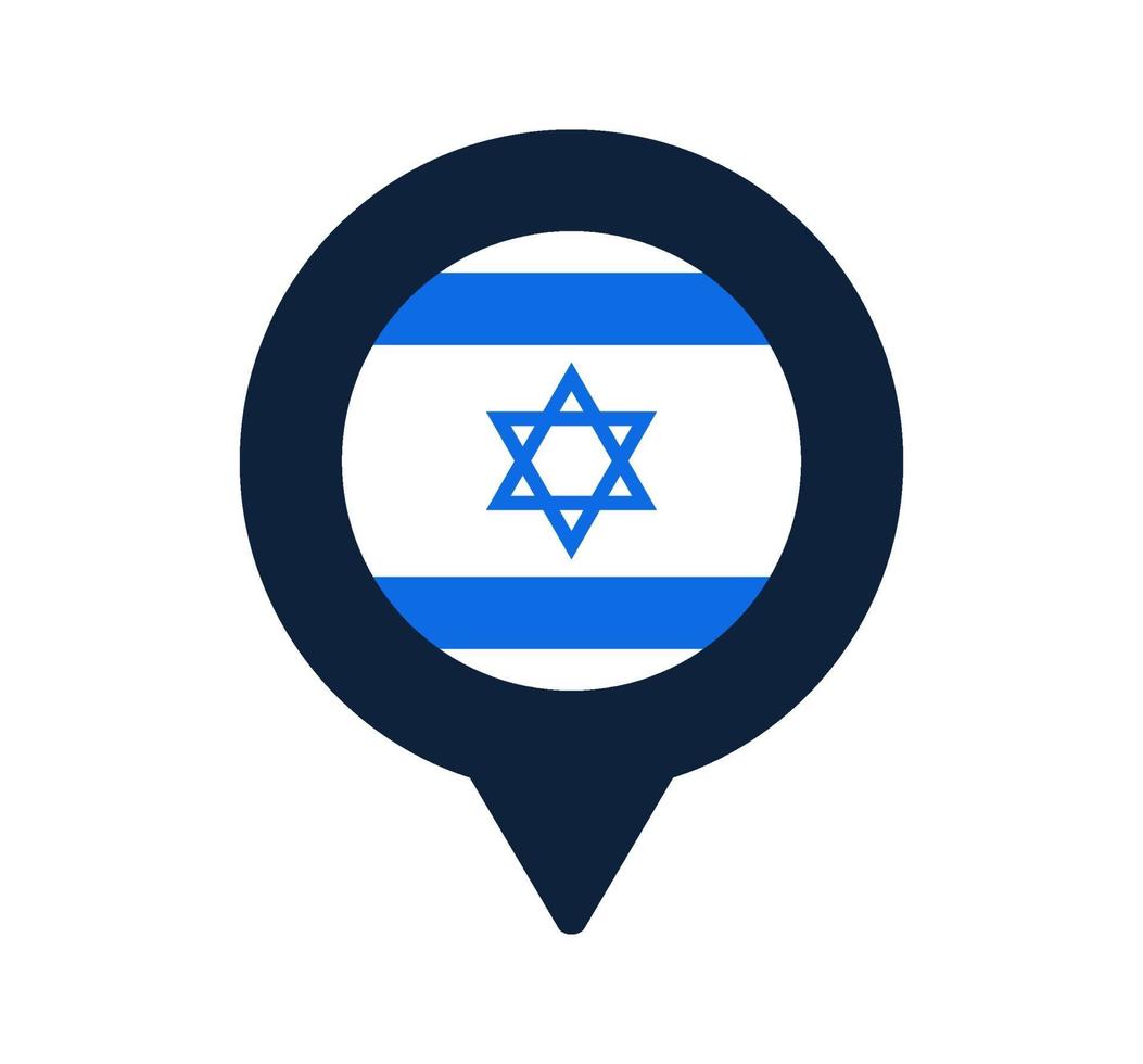 israel flag and map pointer icon. National flag location icon vector design, gps locator pin. vector illustration