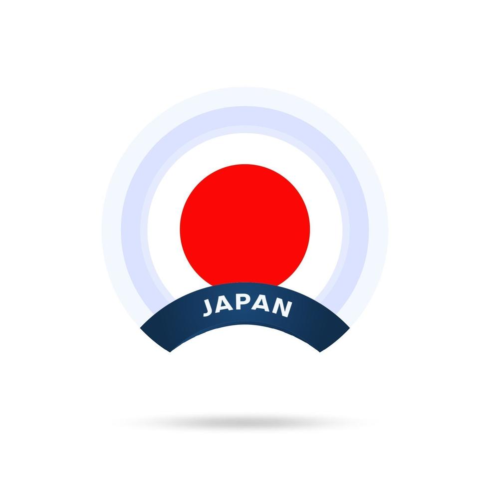 Japan national flag Circle button Icon. Simple flag, official colors and proportion correctly. Flat vector illustration.