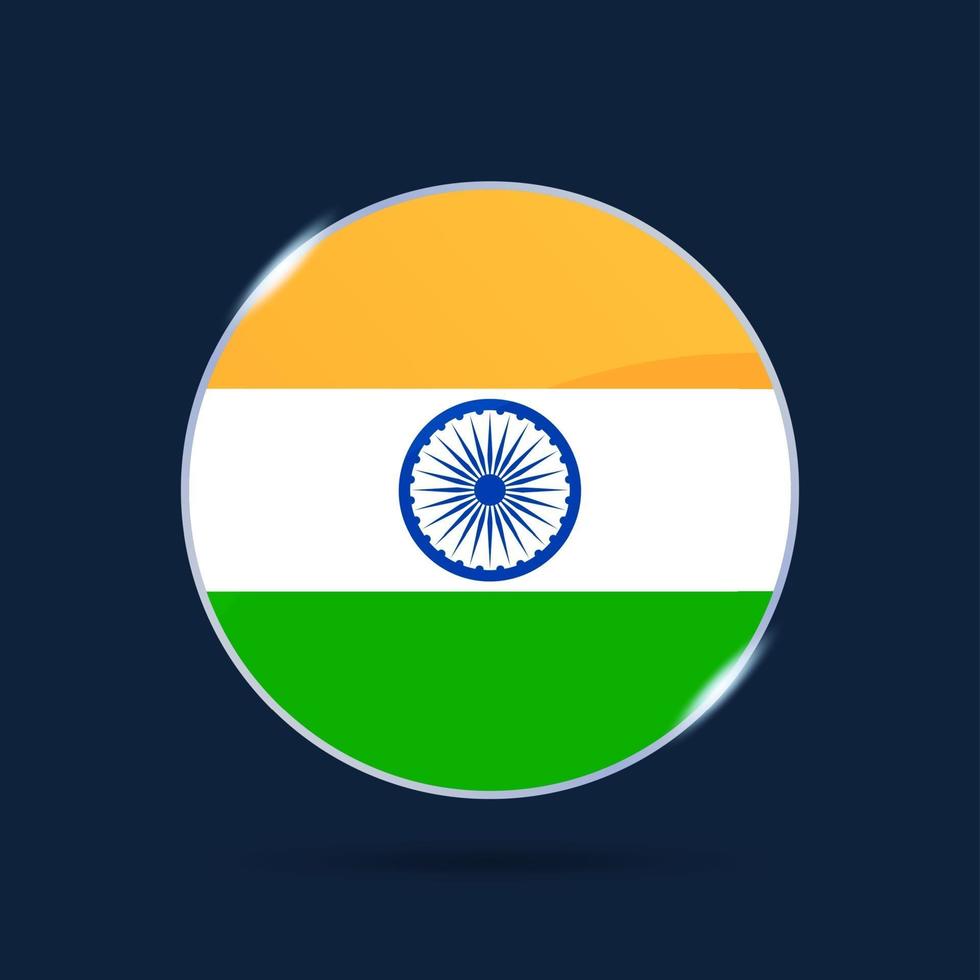 india national flag Circle button Icon. Simple flag, official colors and proportion correctly. Flat vector illustration.