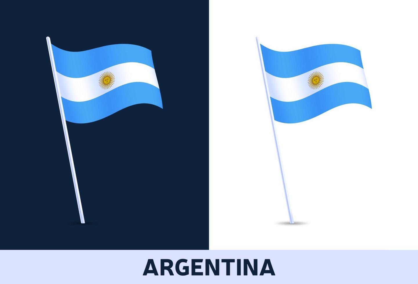 argentina vector flag. Waving national flag of Italy isolated on white and dark background. Official colors and proportion of flag. Vector illustration.