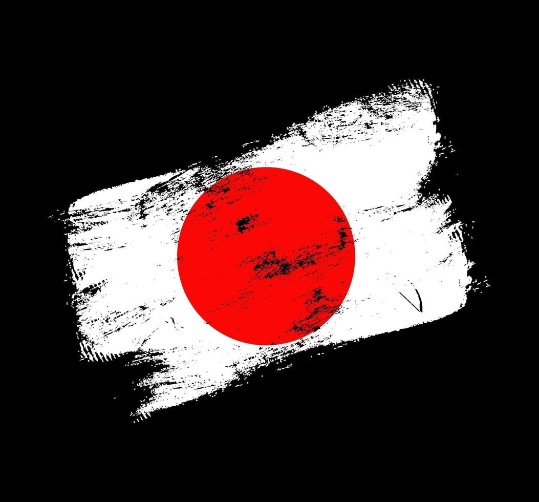 Fondo de pincel de grunge de bandera de Japón. Ilustración de vector de bandera de pincel viejo. concepto abstracto de origen nacional.