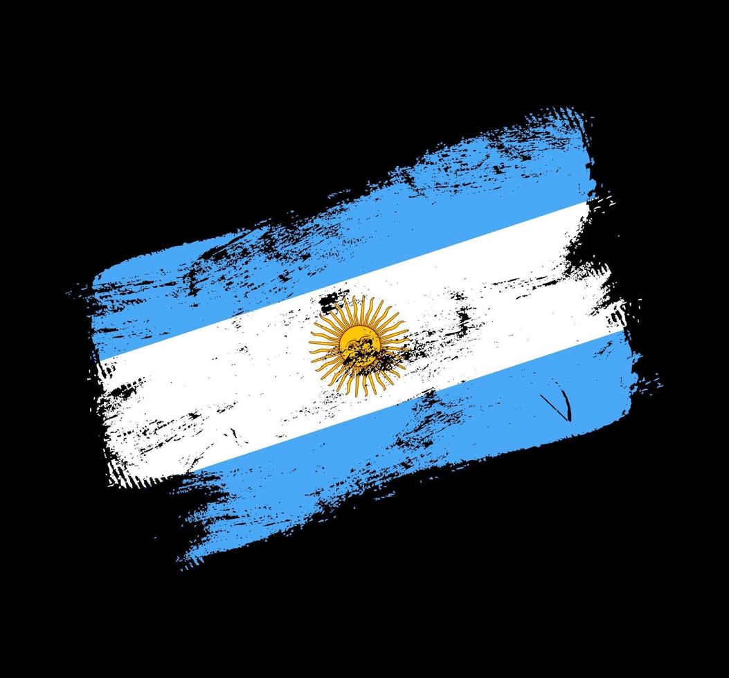 Fondo de pincel de grunge de bandera argentina. Ilustración de vector de bandera de pincel viejo. concepto abstracto de origen nacional.