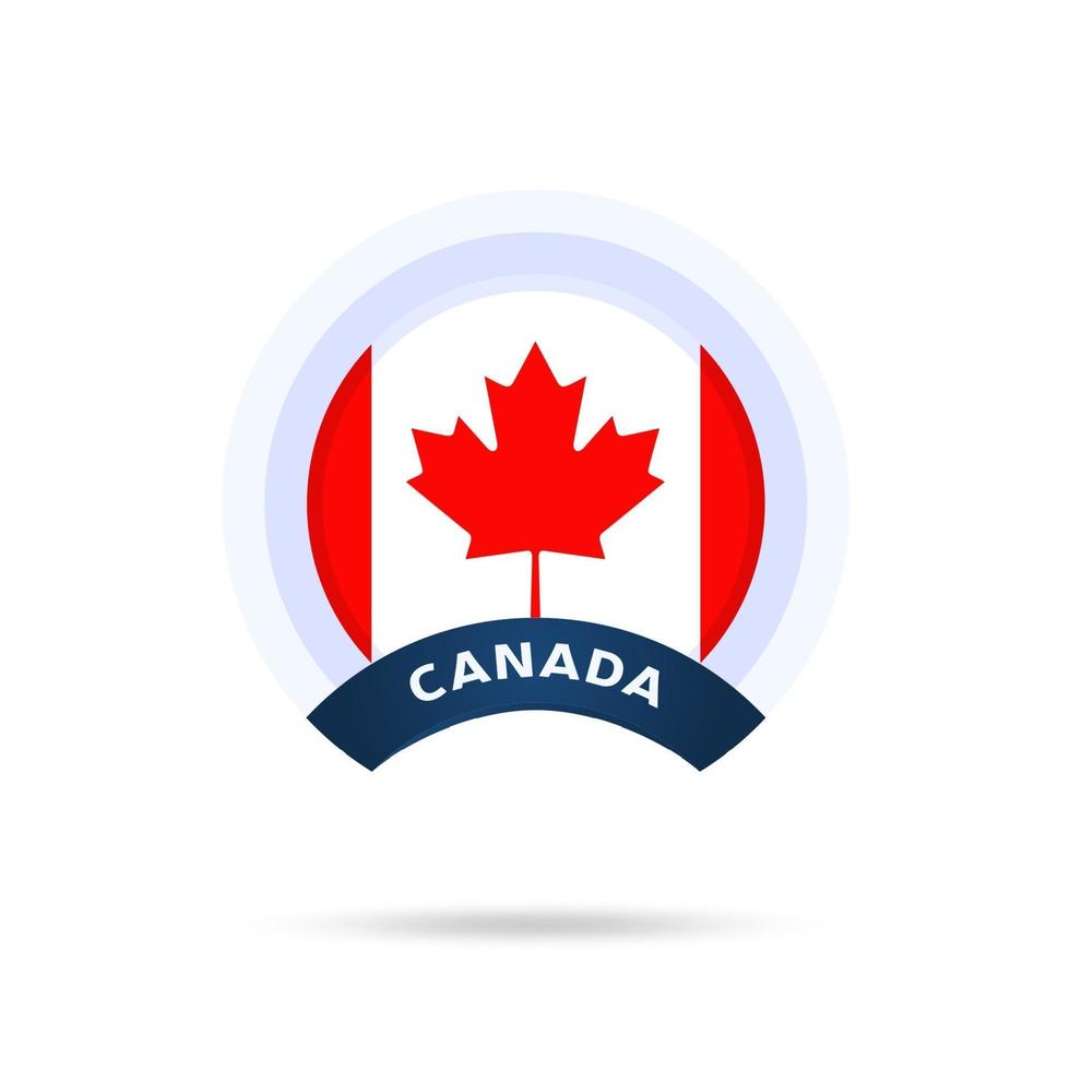 canada national flag Circle button Icon. Simple flag, official colors and proportion correctly. Flat vector illustration.