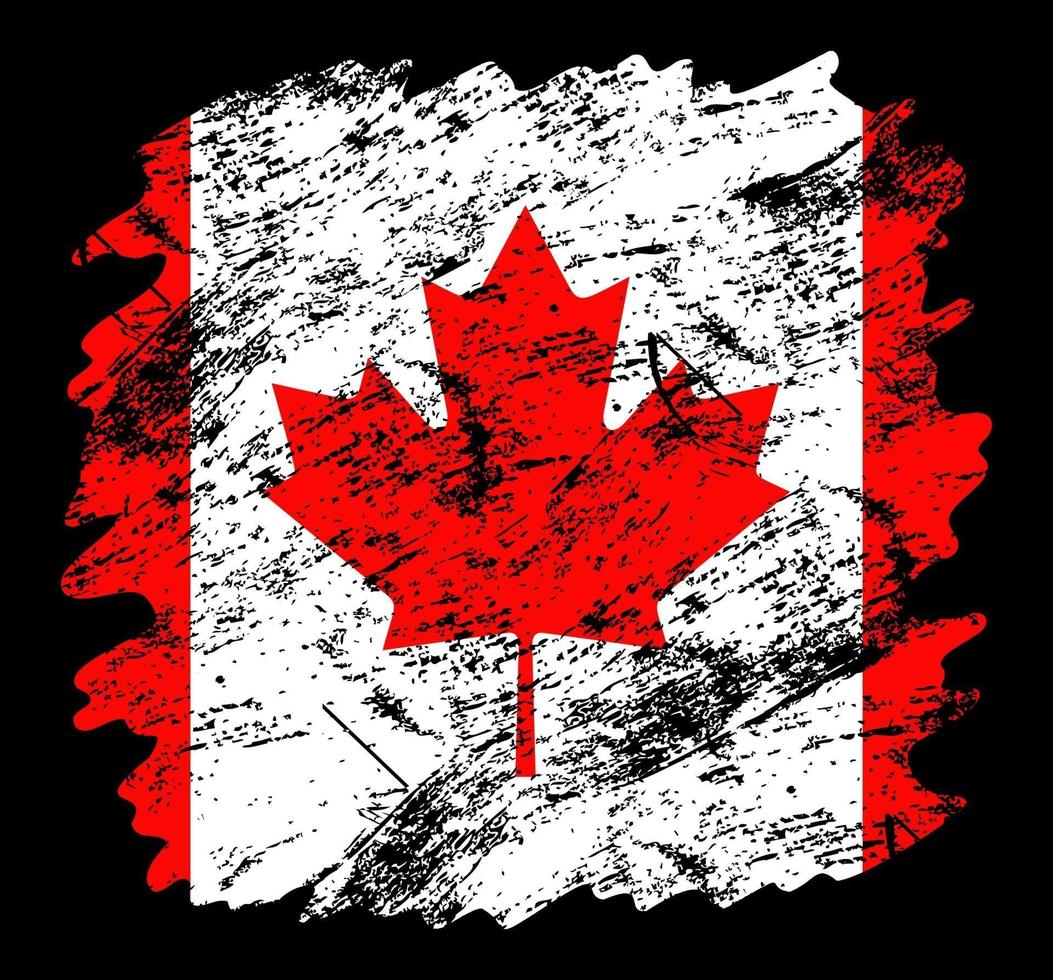 Fondo de pincel de grunge de bandera de Canadá. Ilustración de vector de bandera de pincel viejo. concepto abstracto de origen nacional.