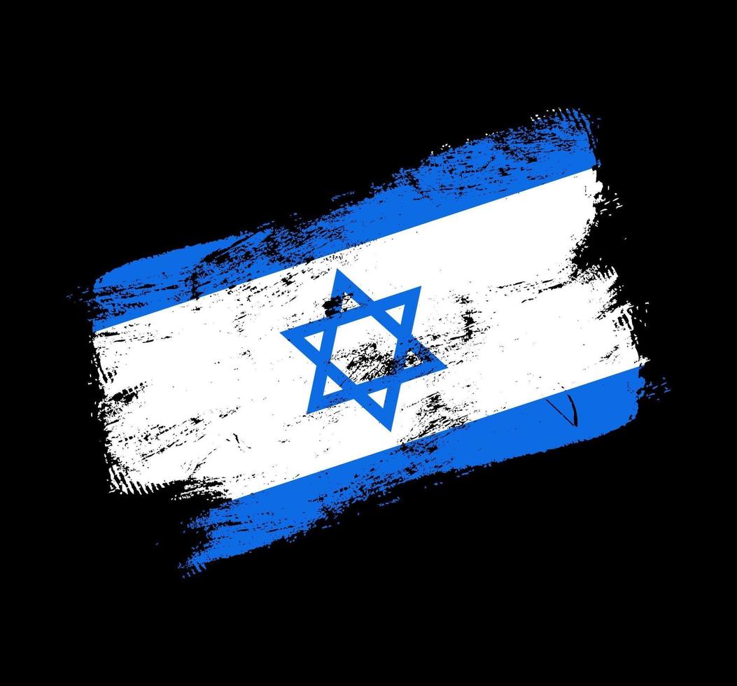 Fondo de pincel de grunge de bandera de Israel. Ilustración de vector de bandera de pincel viejo. concepto abstracto de origen nacional.