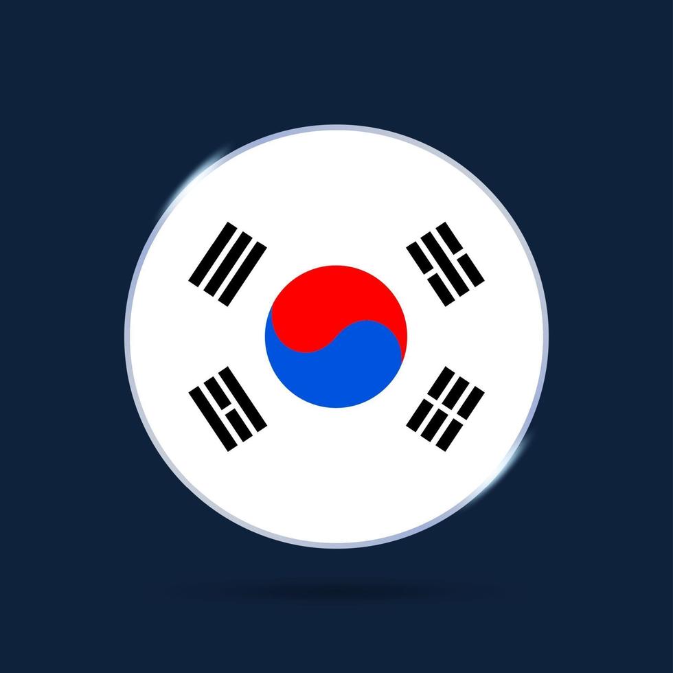 south korea national flag Circle button Icon. Simple flag, official colors and proportion correctly. Flat vector illustration.