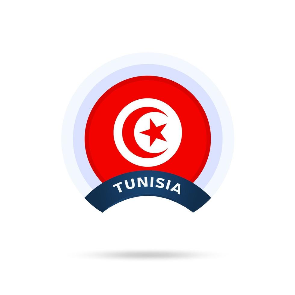 tunisia national flag Circle button Icon. Simple flag, official colors and proportion correctly. Flat vector illustration.