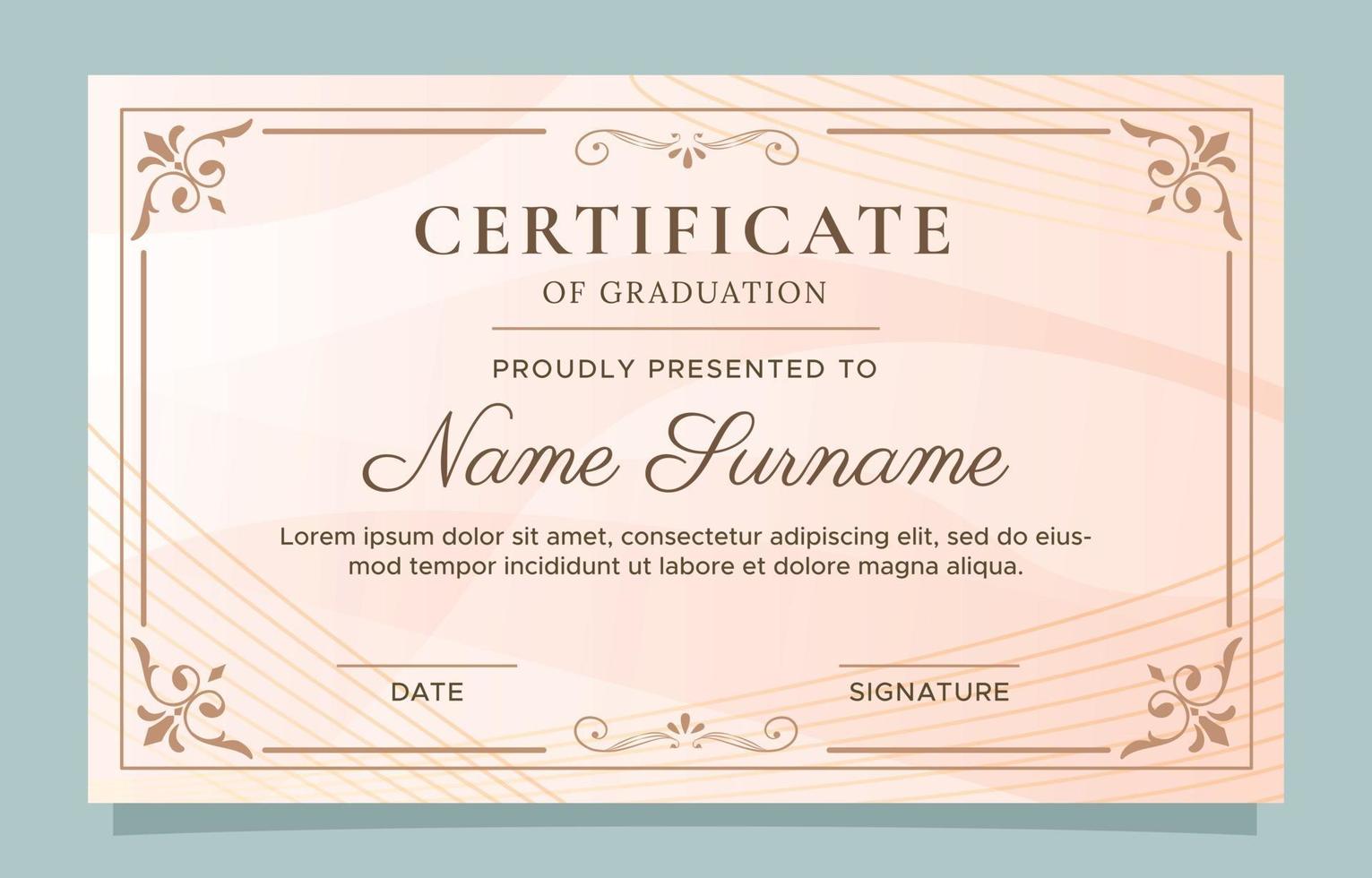 Certificate of Graduation Design Template vector