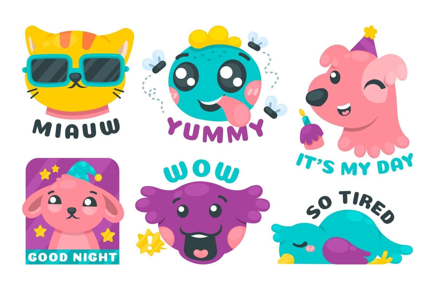 Cute Pet Sticker Pack vector