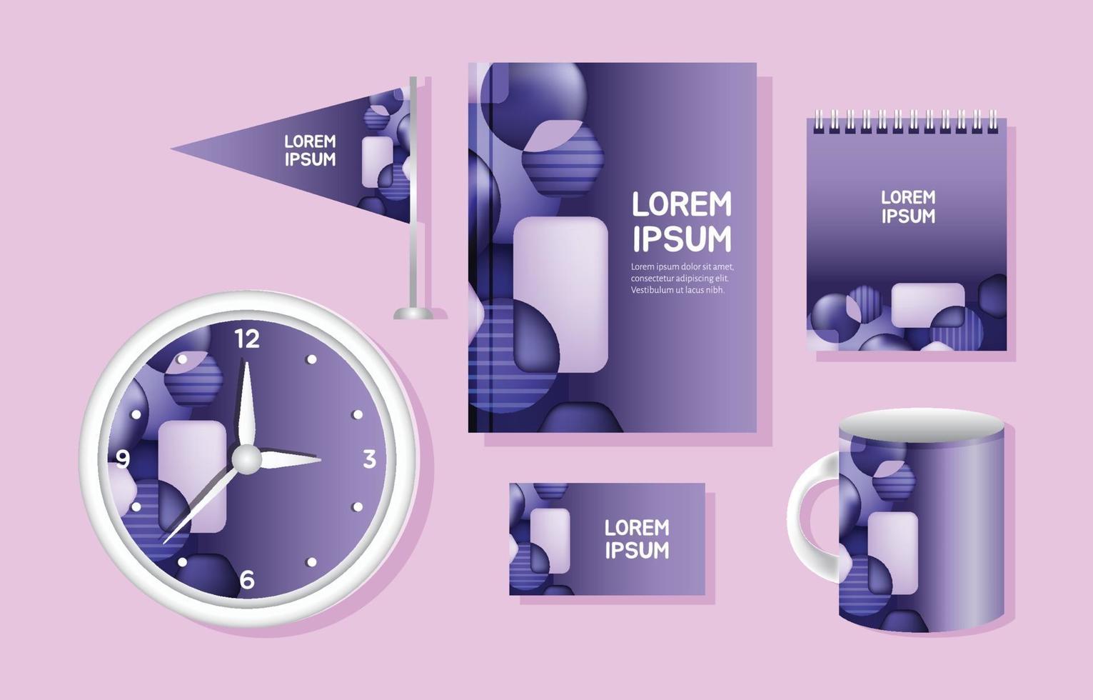Purple Corporate Identity Template Set vector